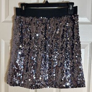 K-Dash by Kardashian Sequin Mini Skirt Black and Silver
